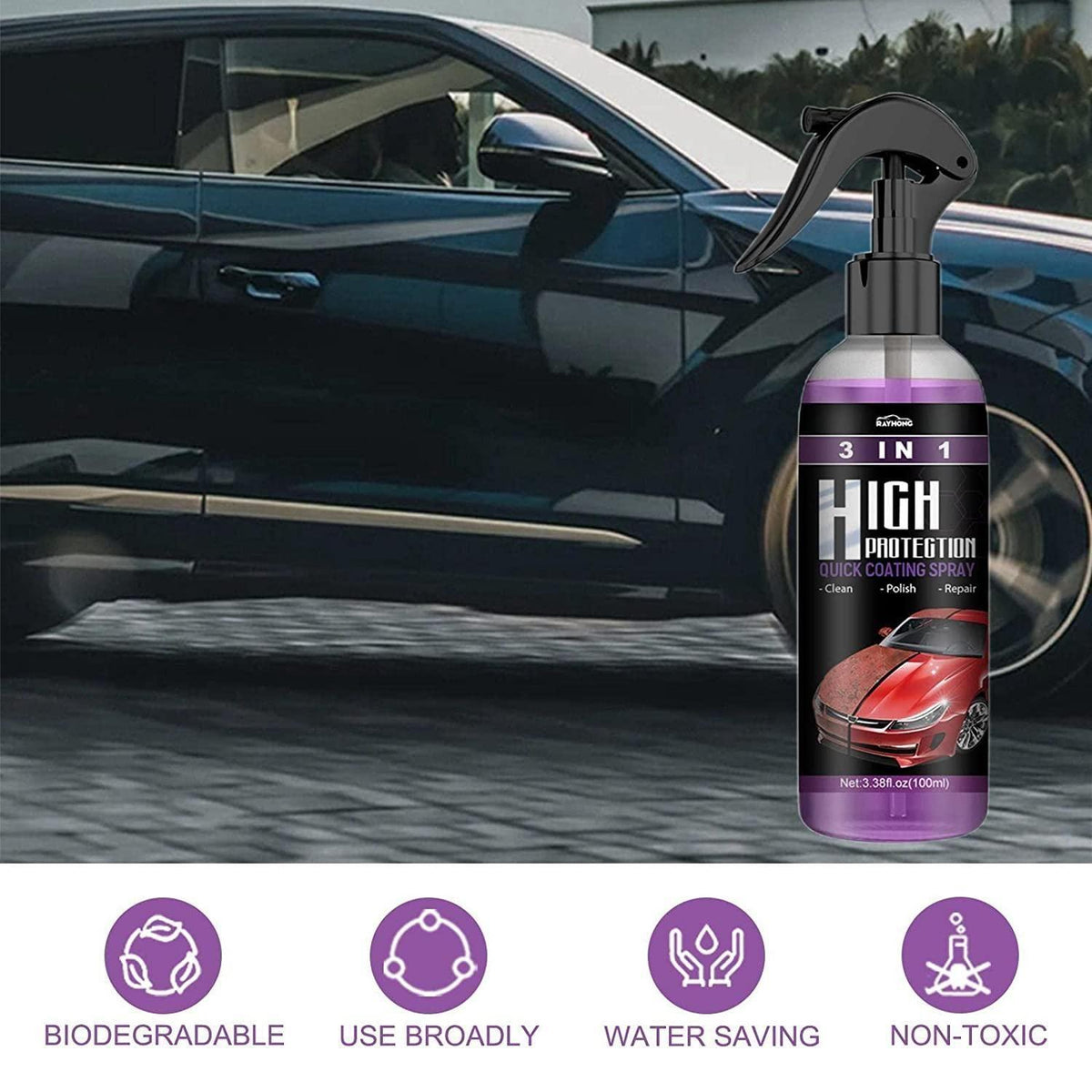Hydrophobic Nano Coating Car & Motorcycle Polish Spray – Pack of 2