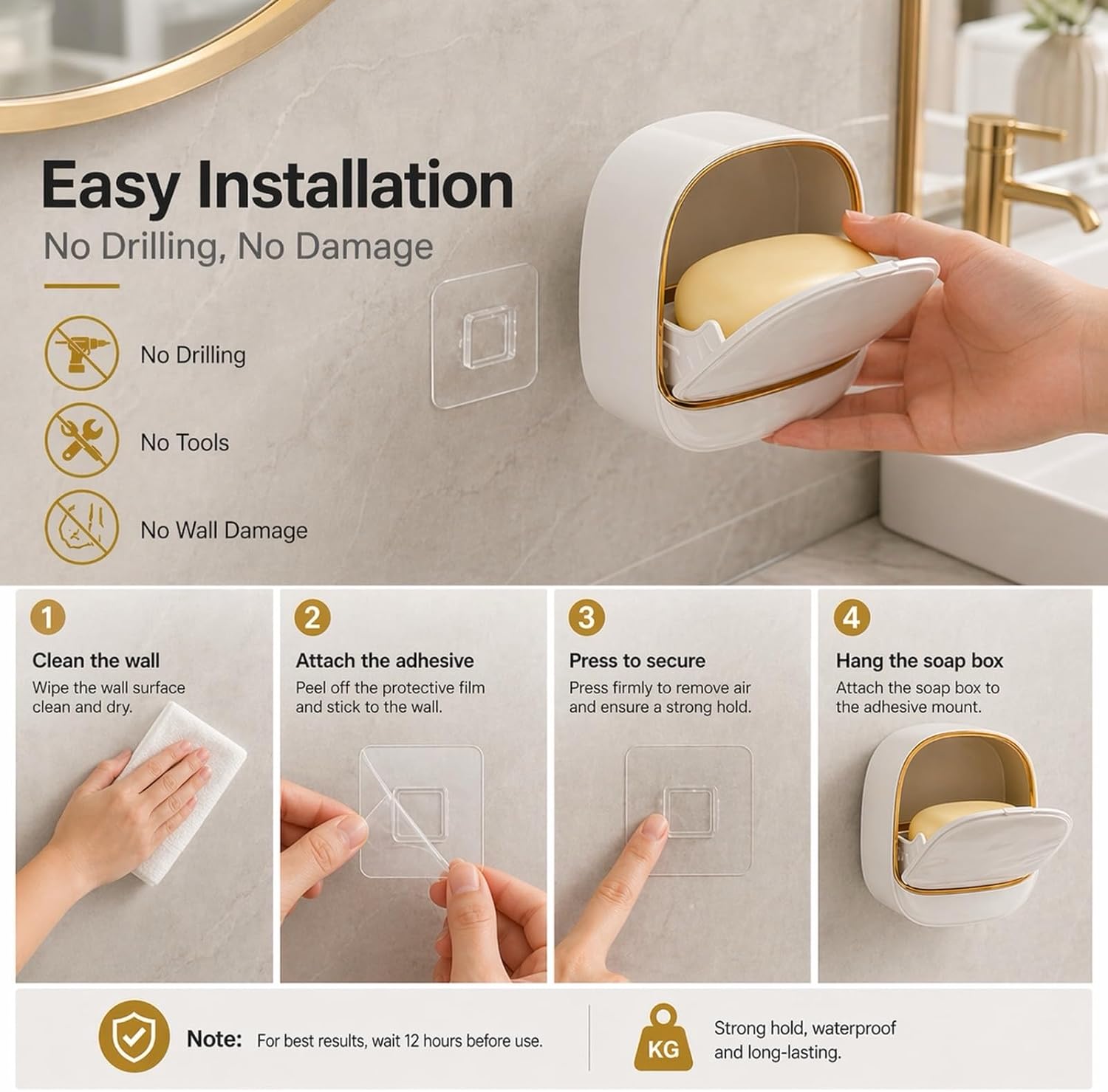 Wall Mounted Soap Holder With Lid